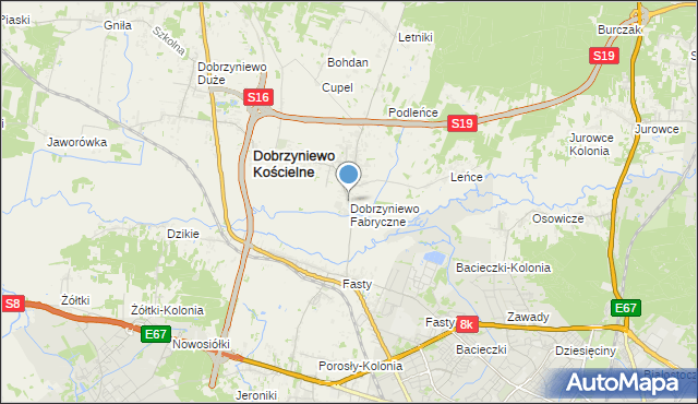 mapa Dobrzyniewo Fabryczne, Dobrzyniewo Fabryczne na mapie Targeo